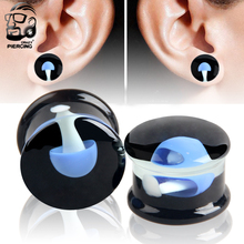Tapón de oído de vidrio expansor de oreja, joya expansora para el cuerpo, pendientes de cristal con logotipo de Medusa azul, 1 par 2024 - compra barato