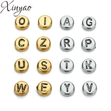 XINYAO 2018 100pcs 7mm Antique Gold/Silver Color Acrylic Beads Round Alphabet Spacer Acrylic Beads for DIY Jewelry Making F7624 2024 - buy cheap