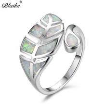 Blaike Rose Gold/Silver Filled Plant Leaf Open Wedding Rings For Women Men Fashion Orange/Green/White/Blue Fire Opal Finger Ring 2024 - buy cheap