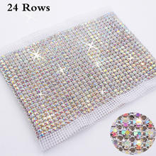 5 yards Stones And Crystals 4.3mm  24 Rows CrystalAB Rhinestone Mesh Trimming Shiny Strass Sew on Rhinestones Mesh For Clothes 2024 - buy cheap