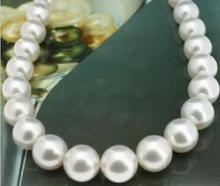 free shipping Noble jewelry 12-13MM SOUTH SEAS white PEARL NECKLACE 17INCH 2024 - buy cheap