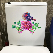 Zttzdy adesivo de flor e pássaro de 22.4x17.2cm, padrão clássico para assento de vaso sanitário, decalque para decoração de parede de casa 2024 - compre barato