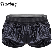 Tiaobug-maiô masculino de couro, bermuda leve para homens, cueca de couro falso, roupa de baixo, estilo bagageiro, sexy, calça curta casual 2024 - compre barato