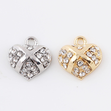 Newest 20Pcs/Lot Alloy Metal Rhinestone Heart Charms Pendant Handmade Jewelry Accessories 2024 - buy cheap