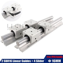 2pcs SBR16 16mm linear rail any length support round guide rail + 4pcs SBR16UU slide block for cnc 2024 - buy cheap