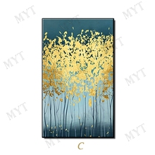 Hotest artwork 100% Hand-painted modern abstract gold lucky trees Oil Painting art for Living Room bedroom home Decor no framed 2024 - buy cheap