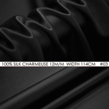 100% SILK CHARMEUSE SATIN Fabric 12mm 114cm width Natuaral Silk Fabric Wedding Fabric Organizer Curtains Fabric Black NO 03 2024 - buy cheap