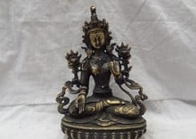 YM 318 9 "Китайский бронза, буддизм Joss Тибетский дракон голова льва Белая Тара статуэтку богини 2024 - купить недорого