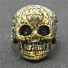 316L Stainless Steel Cool Punk Gothic Skull Flower Ring 2024 - buy cheap