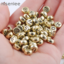 Hisenlee High Quality Antique Aurum Random Alphabet Letter Flat Round Acrylic Spacer Beads 4x7mm 300pcs 2024 - buy cheap