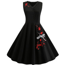 Vestido Rockabilly Vintage de los años 50 y 60 para mujer, vestido de fiesta elegante bordado de talla grande M-4XL, Retro, 2019 2024 - compra barato