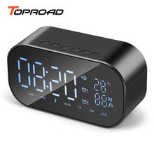 TOPROAD  Portable Bluetooth Speaker Support Temperature LCD Display FM Radio Alarm Clock Wireless Stereo Subwoofer Music Player 2024 - buy cheap