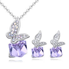 2018 new arrival christmas gift! charming butterfly necklace earrings jewelry set  with Crystals from Swarovski bijoux wholesale 2024 - buy cheap