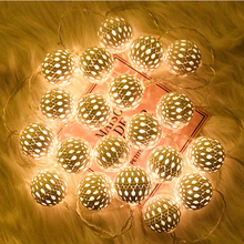 Guirnalda de luces LED de bola marroquí para decoración de bodas, cadena de luces LED de noche con batería, para fiestas y vacaciones 2024 - compra barato