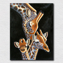Modern Handpainted Abstract Art Hang Pictures Handpainted Giraffe Family Animal Oil Paintings On Canvas Wall Picture Home Decor 2024 - buy cheap