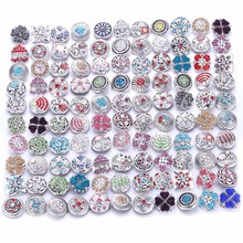 Wholesale 10pcs/lot 18mm Snap Jewelry Mix Many Styles 18mm Metal Snap buttons buttons Rhinestone Snaps Jewelry 0728 2024 - buy cheap