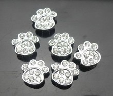50pcs/lot 8mm rhinestones paw print slide charms DIY accessories fit for leather wristband 2024 - buy cheap