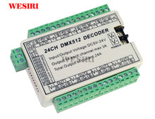 Decodificador DMX512 de 24 canales, 8 grupos de salida RGB, controlador de atenuación para tira de luces LED RGB, 24 canales, DMX 2024 - compra barato