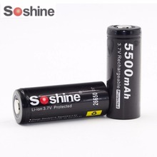 2PCS/LOT Soshine 3.7V 5500mAh 26650 Battery Protected Rechargeable Li-ion Batteries Cell with Battery Box Case 2024 - buy cheap