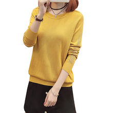 Women Solid O-neck Knitted Sweater 2018 Korean Autumn New Fashion Loose Thin Sweaters Long Sleeve Ladies Pullover Tops 2024 - buy cheap