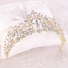 FORSEVEN Crystal Pink Rhinestone Tiaras de Noiva Bridal Diadem Crown Headpiece Hair Jewelry Women Wedding Hair Accessories JL 2024 - buy cheap