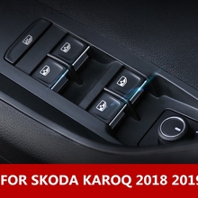 Capa para botão de elevação de janela de carro, para skoda karoq 2018 2019, adesivo de lantejoulas, decoração de interiores, acessórios para automóveis 2024 - compre barato