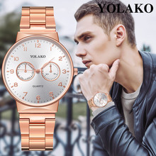 YOLAKO Мужские кварцевые часы из нержавеющей стали ремешок Newv аналоговые наручные часы 2024 - купить недорого