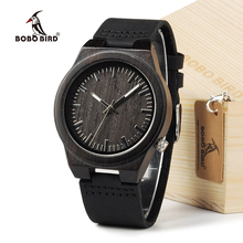 BOBO BIRD B12-Reloj de pulsera de madera de ébano para hombre, cronógrafo de diseño de madera de bambú con correa de cuero genuino, informal, para vestir, en caja de regalo 2024 - compra barato