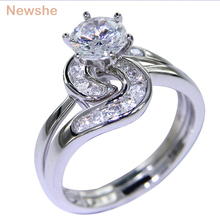 Newshe Wedding Ring Set 1.5 Ct 6 Prong Setting AAAAA CZ Solid 925 Sterling Silver Engagement Rings Trendy Jewelry For Women 2024 - buy cheap