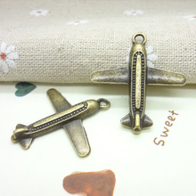 Pingente de aeronave vintage para pulseiras, pingente de bronze antigo para colar, faça você mesmo, jóias de metal 2024 - compre barato
