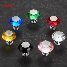 Kk & fing forma de diamante design de cor múltipla botões de vidro de cristal armário de gaveta puxar armário de cozinha porta do guarda-roupa alças 2024 - compre barato