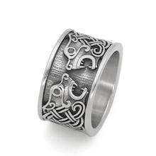 Nordic viking aço inoxidável urso nó amuleto anel celta nó anel 2024 - compre barato