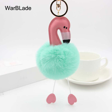WarBLade Pompom Flamingo Keychain llaveros mujer Fluffy Artificial Rabbit Hairball Keychains Women Car Bag Key Chain Porte clef 2024 - buy cheap