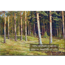 Pintura al óleo de paisaje verde ruso pintada a mano, arte de pared, decoración del hogar, pinturas de árboles para sala de estar, pintura de paisaje 2024 - compra barato