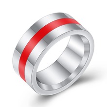 Joyería de moda Simple esmalte rojo/Negro/anillos en amarillo titanio acero anillo de boda para hombres Bisutería 2024 - compra barato