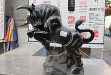 China Pure Bronze Wall Street Feng shui wealth cattle Bull OX Auspicious Statue 2024 - buy cheap