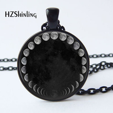 2017 New Arrival Wiccan Pendant Necklace Lunar Cycle Moon Phases Moon Nebula  Necklace Glass cabochon jewelry HZ1 2024 - buy cheap