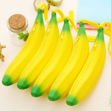 Novelty Silicone Portable Banana Coin Pencil Case Purse Bag Wallet Pouch Keyring bag for students new A30 2024 - buy cheap