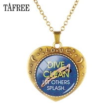 TAFREE Vintage Heart-shaped Pendant diving Chocker Diving enthusiasts souvenirs chokers necklaces for women Men jewelry DV01 2024 - buy cheap