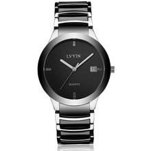 LVYIN Ceramic Couple Watches Brand Luxury Black Lover Women Men Relojes Hombre With No Box Quartz Calendar Dress Watches 042 2024 - buy cheap