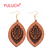 YULUCH 2019 Vintage African National Jewelry Design Double Wood Pendant Earrings for Fashion Women Jewelry Gifts 2024 - buy cheap