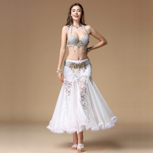 Stage Performance Women Dance Wear Egyptian Diamonds Outfit Floral Lace Sparkling Belly Dance Costume Set (Bra, Belt & Skirt) 2024 - buy cheap