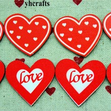 10PCS/LOT,Red love heart wood stickers,Wedding decoration Valentine's day ornament Wall Fridge stickers Craft material DIY toys 2024 - buy cheap