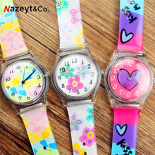 Reloj de pulsera de gelatina con corazón para niña, accesorio de moda y encantador, resistente al agua, con flores de colores 2024 - compra barato
