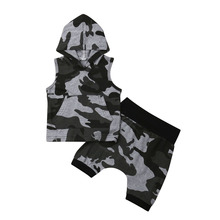 1-5Y Kids Baby Boys Camo Clothes Sets Sleeveless Hooded Tops Pants Shorts Outfits Clothes 2024 - buy cheap