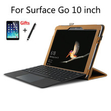 Capa para tablet com suporte de couro falso, capa com caneta e película de tela para microsoft surface go 10 2024 - compre barato