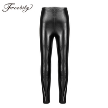 Kids Girls Shiny Metallic Fashion Skinny Pants Dance Wear Elastic Waistband Leggings Child Hiphop Performance Jazz Dance Costume 2024 - buy cheap