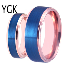 Anéis clássicos de noivado e casamento, anel de tungstênio para casais, amantes de festa, azul e rosa 2024 - compre barato