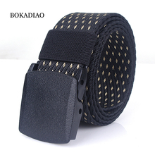 BOKADIAO Men&Women nylon Canvas belt POM automatic buckle jeans waist belt Military Army tactical belts luxury strap male black 2024 - buy cheap