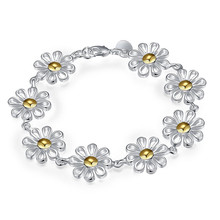 Golden flower design beautiful Silver color charm bracelets for woman fashion party jewelry wedding gift Top quality H069 2024 - buy cheap